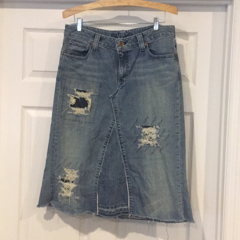 Denim Distressed Skirt